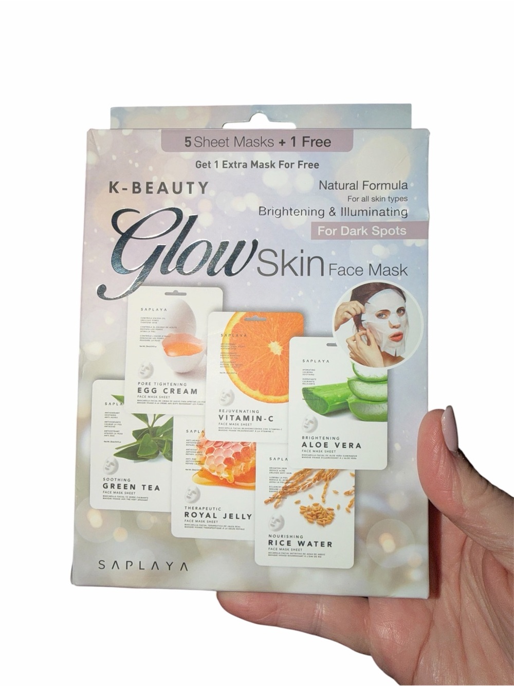 Glow Skin Face Mask Pack - Brightening Pink Kit (5+1 Masks)